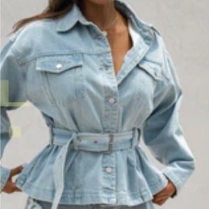 Cross cinched denim jacket